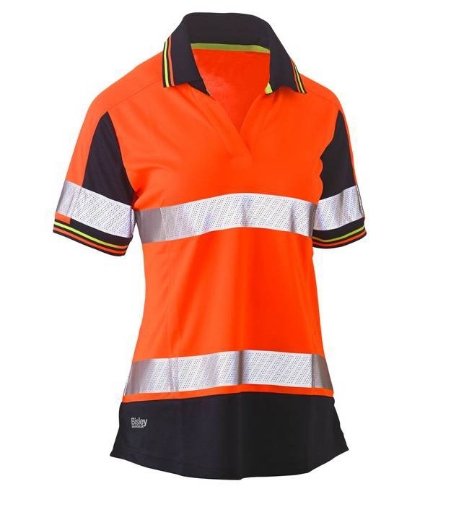 Picture of Bisley,Women's Taped Two Tone Hi Vis V-Neck Polo - Short Sleeve